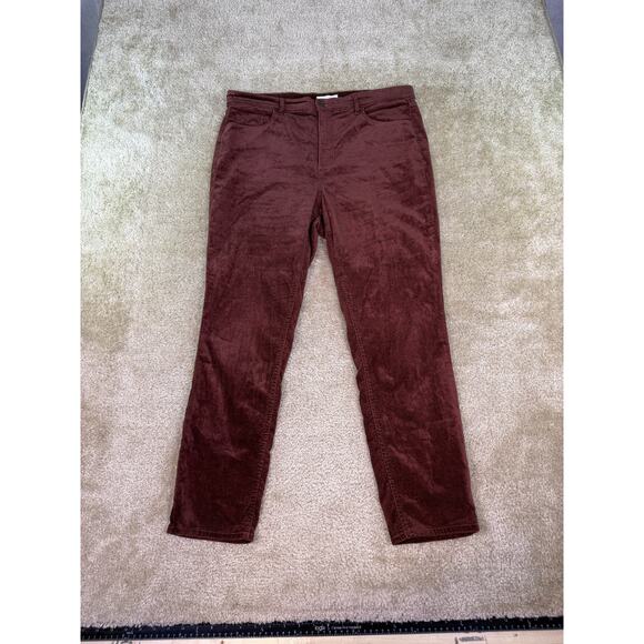 LOFT Denim - LOFT Womens Burgundy Velvet Jeans Velvet Mid Rise Size 14 36x28 D103